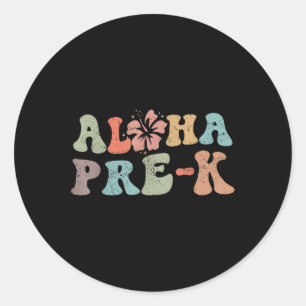 Retro Aloha Pre-k Teacher Summer Vacation Beach Ha Classic Round Sticker