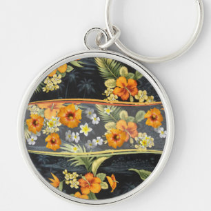 Retro Aloha Shirt and Hibiscus Key Ring