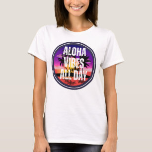 Retro Aloha Vibes Tropical Sunset Hawaii Design T-Shirt