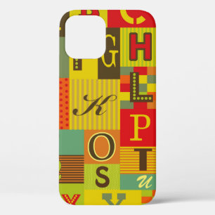 retro alphabet design. Vintage illustration iPhone 12 Case