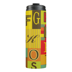 retro alphabet design. Vintage illustration Thermal Tumbler
