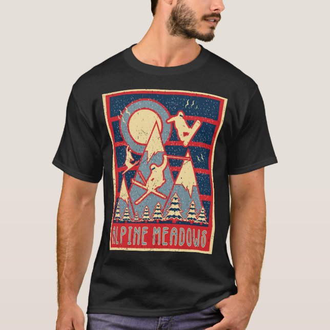 Retro Alpine Meadows Ski Adventure is Waiting T-Shirt (Front)