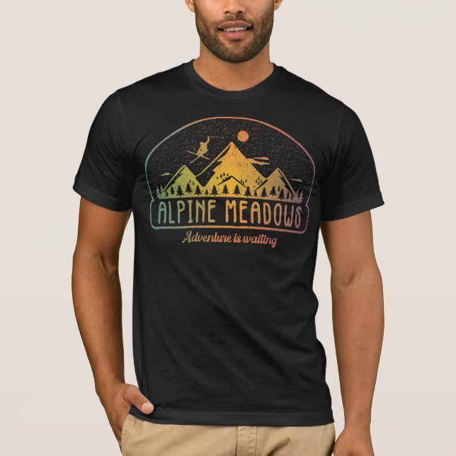 Retro Alpine Meadows Ski Adventure is Waiting T-Shirt (Front)