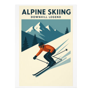 Retro Alpine Skiing Wall Art – Downhill Ski Legend