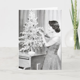 RETRO ALUMINUM METAL CHRISTMAS TREE CARDS