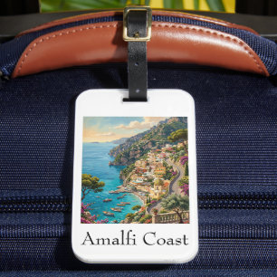 Retro Amalfi Coast Italy Vintag Travel Art Print Luggage Tag