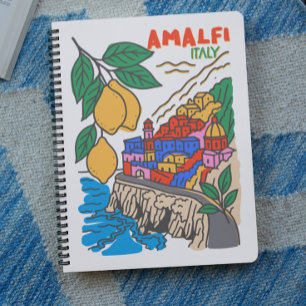 Retro Amalfi Italy Mediterranean Art Handdrawn Notebook