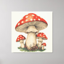 Retro Amanita Mushrooms - Cottagecore Storybook