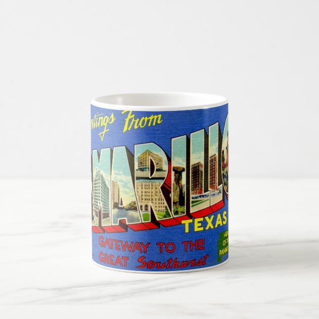 Retro Amarillo TX Postcard Coffee Mug (Center)