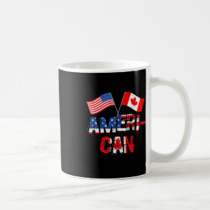 Retro Ameri-can Canada Usa Flag Patriotic Canadian Coffee Mug