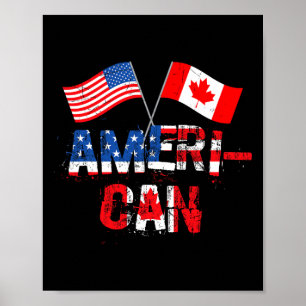 Retro Ameri-can Canada Usa Flag Patriotic Canadian Poster