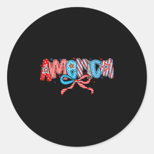 Retro America Coquette 4th Of July Memorial Day Pa Classic Round Sticker