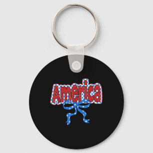 Retro America Coquette 4th Of July Memorial Indepe Key Ring