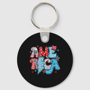 Retro America Coquette Bow 4th Of July Independenc Key Ring