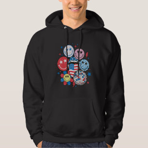 Retro America Happy Face American Flag 4th Of July Hoodie