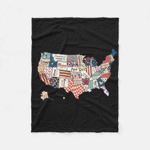 Retro America Usa Map God Say You Are Bible 4th Of Fleece Blanket