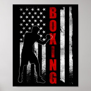 Retro American Boxing Apparel Us Flag Boxer Poster