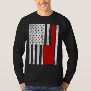 Retro American Butcher USA Flag Vintage Meat Cleav T-Shirt