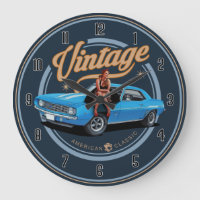 Retro American Classic Muscle Car Large Clock