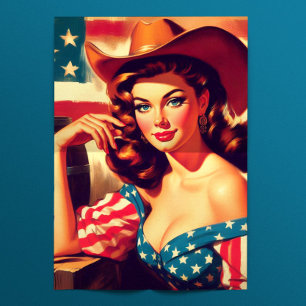 Retro American Cowgirl Pinup Tissue Paper