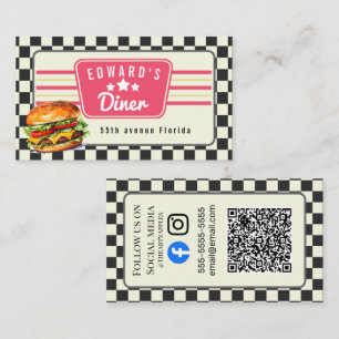 retro American diner 1960 1950s milkshake Business Card