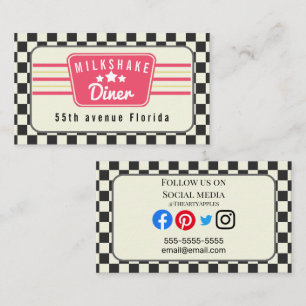 retro American diner 1960 1950s milkshake Business Card