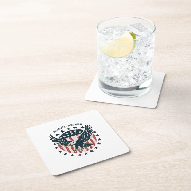 Retro American Eagle  Square Paper Coaster (Insitu)