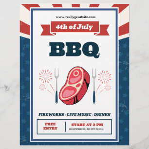 Retro American Flag, 4th of July BBQ Party Flyer
