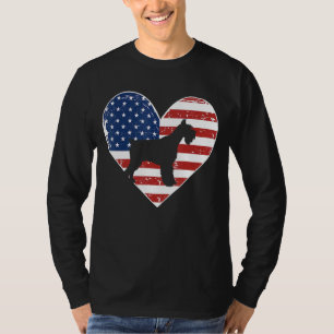 Retro American Flag 4th Of July Schnauzer Dad Mum T-Shirt