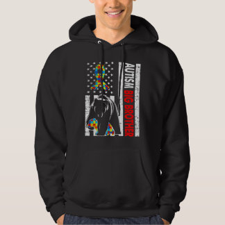 Retro American Flag Autism Big Brother Bear Awaren Hoodie