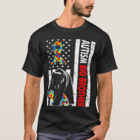 Retro American Flag Autism Big Brother Bear Awaren