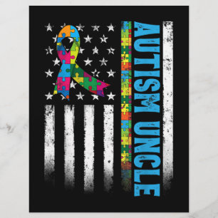 Retro American Flag Autism Uncle Awareness Flyer