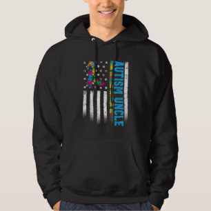 Retro American Flag Autism Uncle Awareness Hoodie