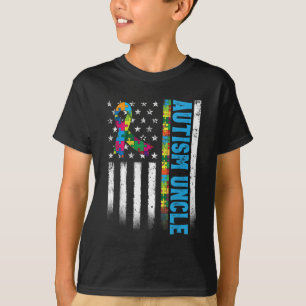 Retro American Flag Autism Uncle Awareness T-Shirt