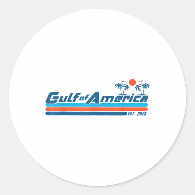 Retro American Flag Beach  Classic Round Sticker (Front)