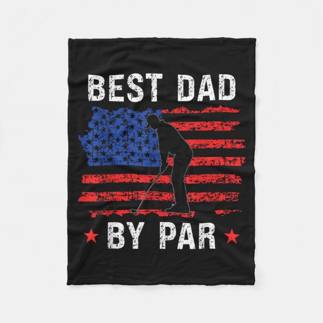 Retro American Flag Best Dad Fleece Blanket (Front)