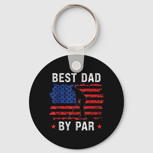 Retro American Flag Best Dad Key Ring (Front)