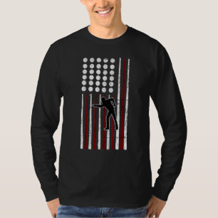 Retro American Flag Billiard Shooting Sticks and B T-Shirt