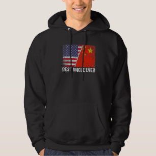 Retro American Flag China Flag Best Uncle Ever Fam Hoodie