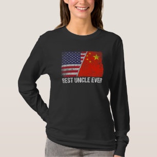 Retro American Flag China Flag Best Uncle Ever Fam T-Shirt