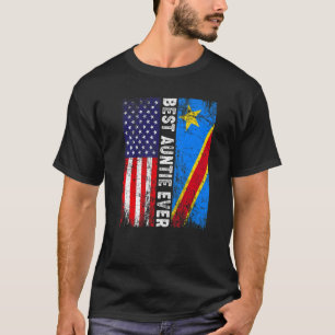 Retro American Flag Congo Flag Best Auntie Ever Fa T-Shirt
