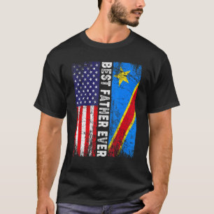 Retro American Flag Congo Flag Best Father Ever Fa T-Shirt
