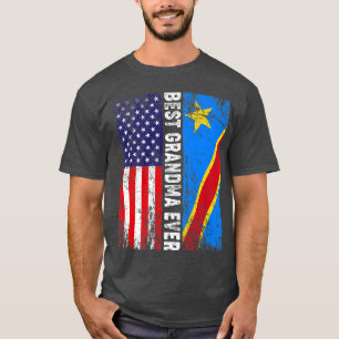 Retro American Flag Congo Flag Best Grandma Ever F T-Shirt