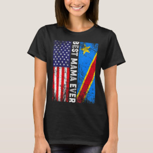 Retro American Flag Congo Flag Best Mama Ever Fami T-Shirt