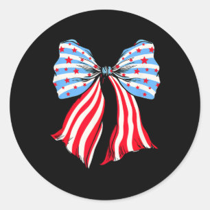Retro American Flag Coquette Bow Patriotic 4th Of Classic Round Sticker