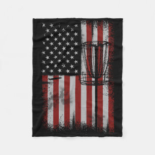 Retro American Flag Disc Golf Gift For Men Disc Go Fleece Blanket