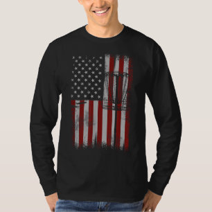 Retro American Flag Disc Golf Gift for Men Disc Go T-Shirt