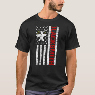 Retro American Flag Forged Knife Blacksmith Flag T-Shirt