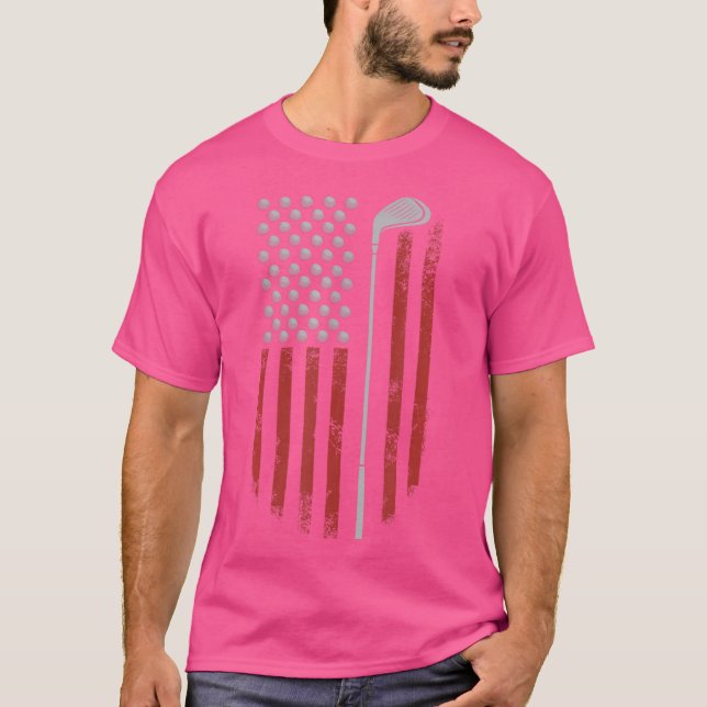 Retro American Flag Golf For Golfer Funny Golf Clu T-Shirt (Front)