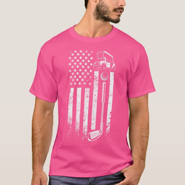 Retro American Flag Golf - Gift For Golfer - Funny T-Shirt (Front)